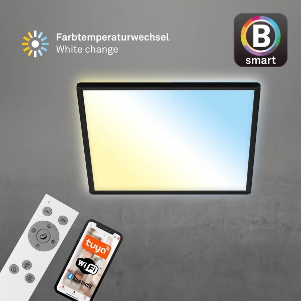 Briloner 7060-015 - димируем LED панел SLIM 22W/230V 42x42 cm черен Wi-Fi Tuya + дистанционно управление