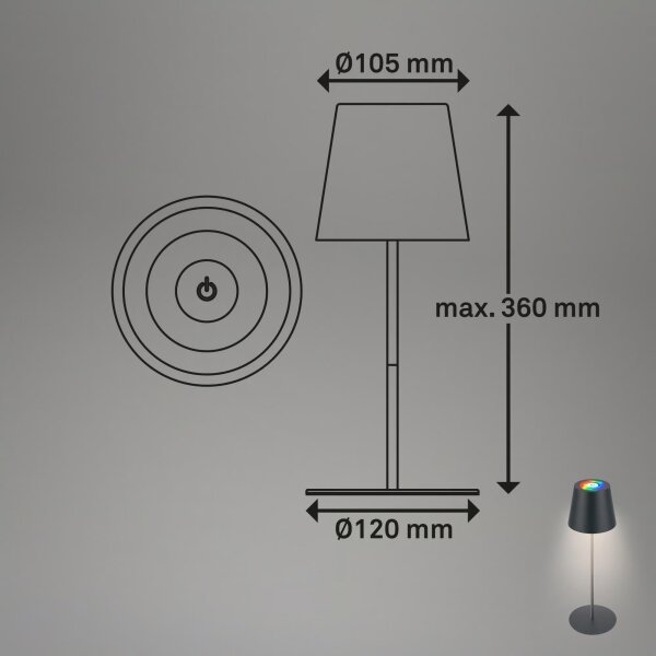 Briloner 7559015-LED RGB настолна лампа COLORIS 3,5W/5V IP44 2000mAh Wi-Fi Tuya