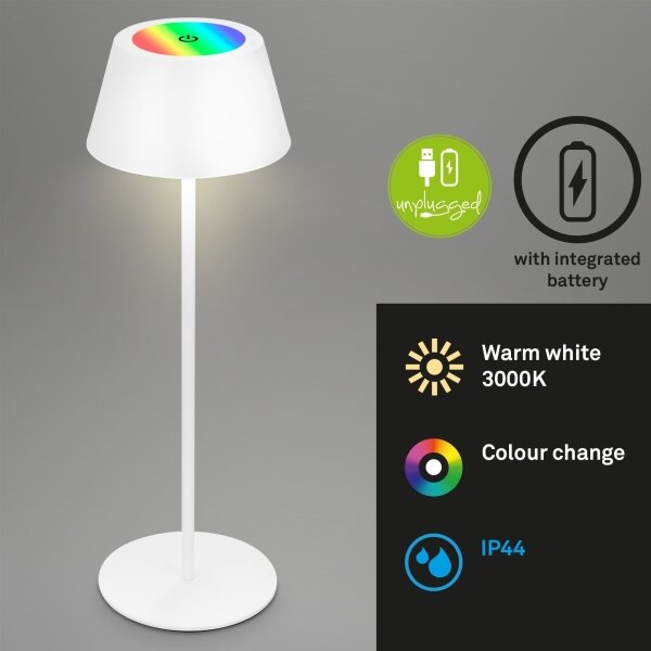 Brilo - LED RGB презареждаема сензорна настолна лампа KIKI LED/2,6W/5V IP44 2600 mAh бяла