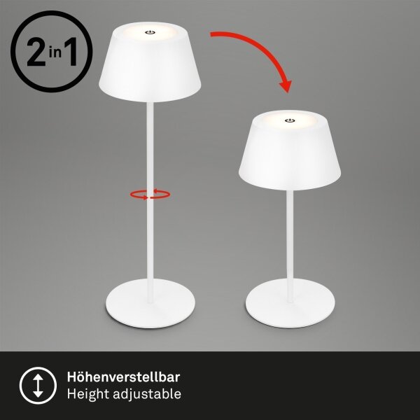 Brilo - LED RGB презареждаема сензорна настолна лампа KIKI LED/2,6W/5V IP44 2600 mAh бяла