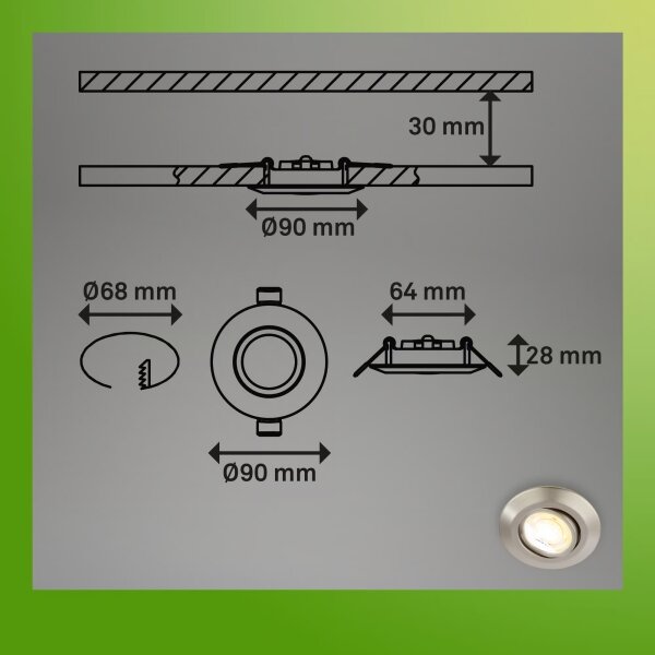 Briloner 7587032 - комплект от 3xLED вградено таванно осветително тяло за баня KLIRA LED/4,9W/230V IP23 хром