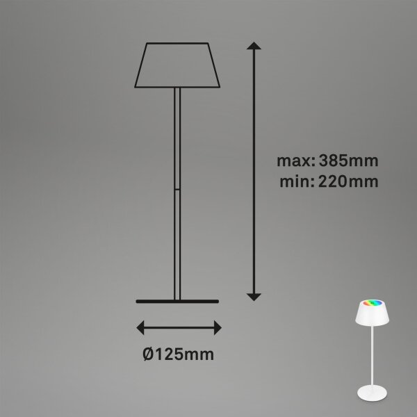 Brilo - LED RGB презареждаема сензорна настолна лампа KIKI LED/2,6W/5V IP44 2600 mAh бяла