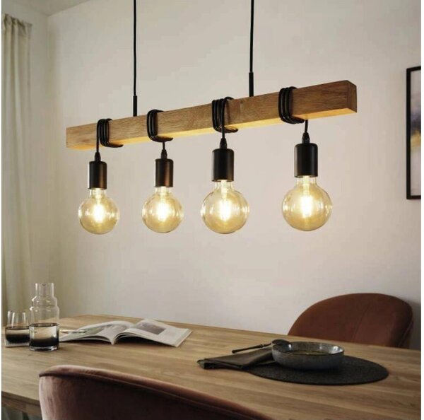 Eglo 33378 - LED Пендел TOWNSHEND 4xE27/4W/230V 2200K бежов/черен