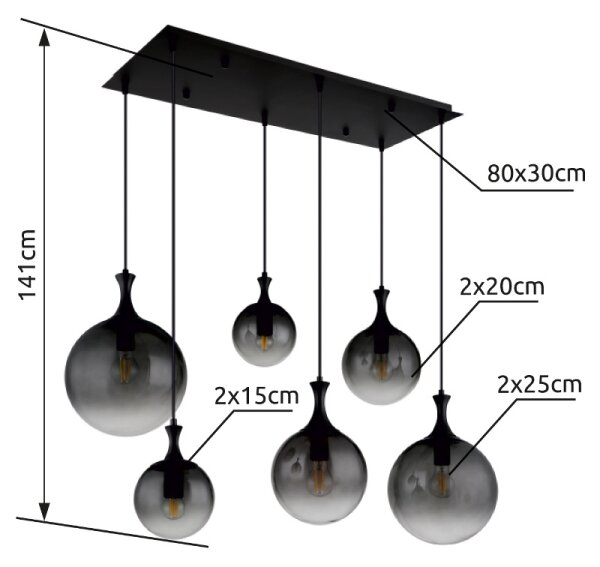 Globo 15885-6H - Пендел DALTON 6xE27/10W/230V