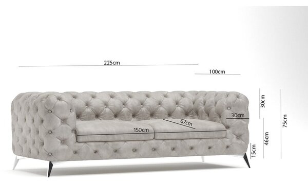 Светлосив кадифен диван 225 cm Chelsea – Ropez