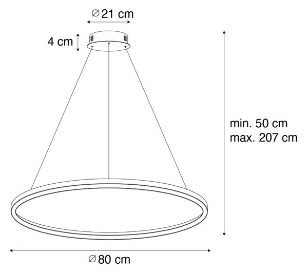 Златна висяща лампа 80см с LED 3-степенна димируема - Girello