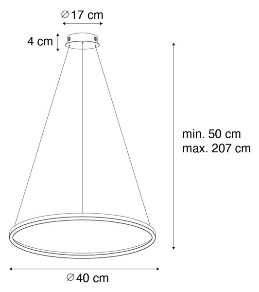 Висяща лампа черна 40 см с LED 3-степенна димируема - Girello