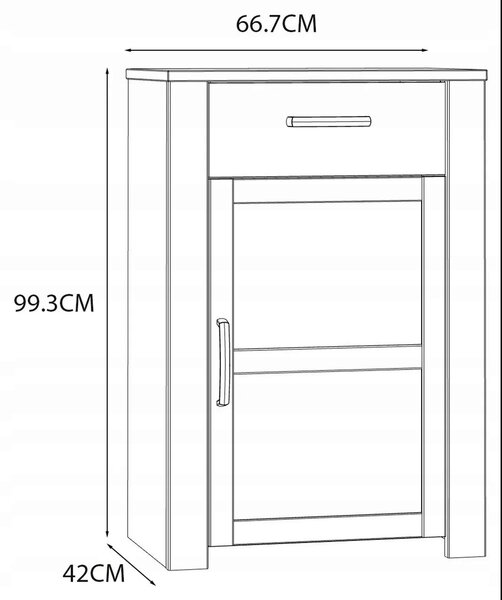 Шкаф за обувки FOUR 70CM, дъб ривиера/светла иглослистна дървесина