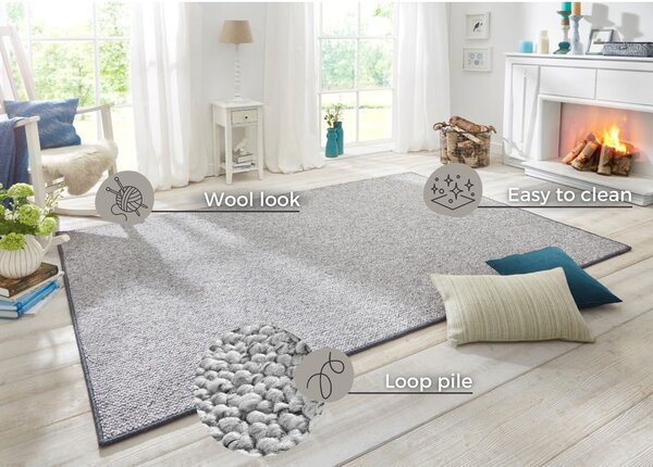 Сив килим 60x90 cm Wolly – BT Carpet