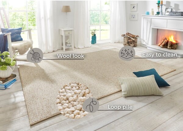 Кремав килим 80x150 cm Wolly – BT Carpet
