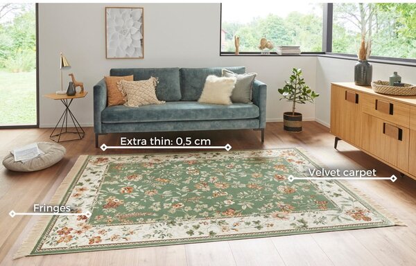 Килим от вискоза в зелено и кремаво 95x140 cm Oriental – Nouristan