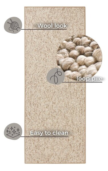 Светлокафява пътека 80x200 cm Wolly – BT Carpet