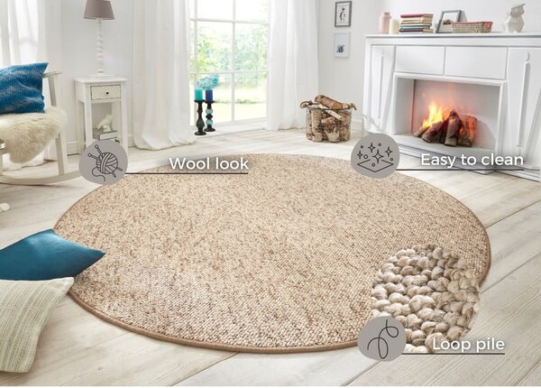 Светлокафяв кръгъл килим ø 133 cm Wolly – BT Carpet