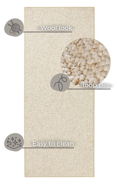 Кремава пътека 80x200 cm Wolly – BT Carpet
