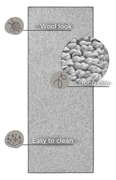 Сива пътека 80x300 cm Wolly – BT Carpet