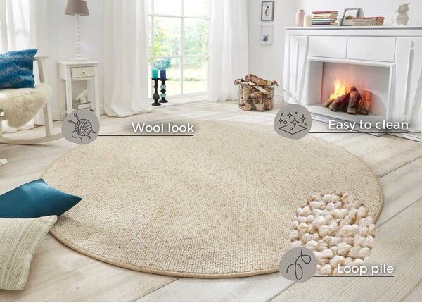 Кремав кръгъл килим ø 133 cm Wolly – BT Carpet