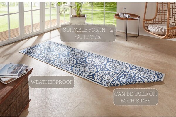Синьо-кремав килим за открито , 80 x 250 cm Jardin - NORTHRUGS