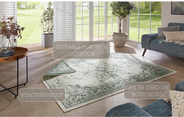 Зелен и кремав килим за открито , 80 x 150 cm Borbon - NORTHRUGS