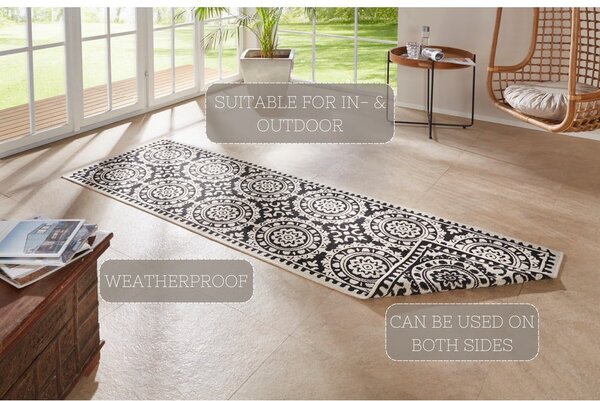 Черно-кремав килим за открито , 80 x 250 cm Jardin - NORTHRUGS