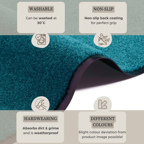 Тюркоазена изтривалка Wash & Clean, 39 x 58 cm - Hanse Home