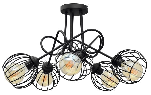 Повърхностен полилей OXFORD 5xE27/15W/230V черен