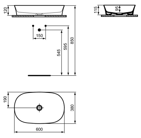 Бяла керамична мивка 60x38 cm Ipalyss – Ideal Standard