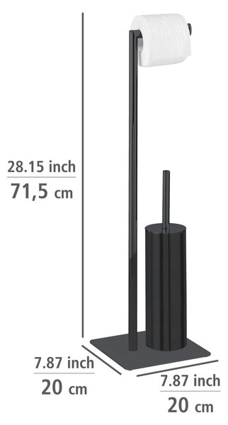 Черна стоманена поставка за тоалетна хартия с четка Recco - Wenko