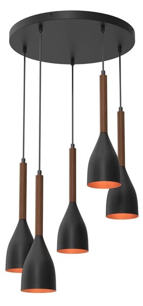 Пендел MUZA 5xE27/15W/230V черен/кафяв/меден/бук