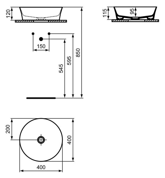 Бяла керамична кръгла мивка ø 40 cm Ipalyss – Ideal Standard