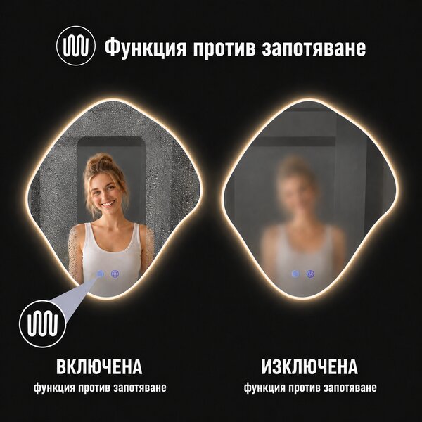 Огледало за баня с LED осветление и функция против изпотяване Силвио