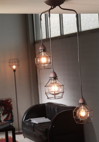 ONLI - Пендел ПАЯК 3xE27/15W/230V черен/кафяв