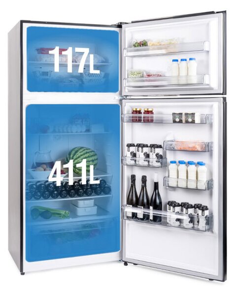 Хладилник Diplomat NFT185IE, 528 л, Клас Е, Реверсивни врати, Total No Frost, Външен контрол с LED дисплей, Черен
