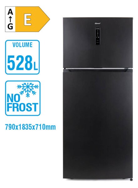 Хладилник Diplomat NFT185IE, 528 л, Клас Е, Реверсивни врати, Total No Frost, Външен контрол с LED дисплей, Черен