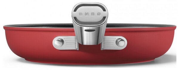 Тиган с капак SMEG CKFF2401RDM, 1.9 л, Ø24 см, Тефлоново покритие, До 250°C, Без PFAS, Индукция, Червен