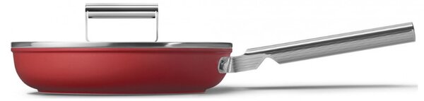 Тиган с капак SMEG CKFF2401RDM, 1.9 л, Ø24 см, Тефлоново покритие, До 250°C, Без PFAS, Индукция, Червен