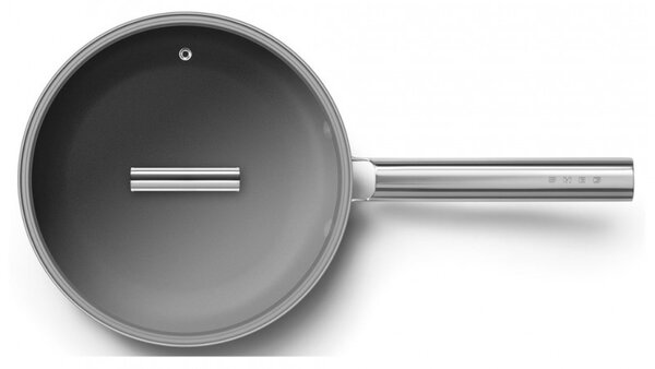 Тиган с капак SMEG CKFF2401RDM, 1.9 л, Ø24 см, Тефлоново покритие, До 250°C, Без PFAS, Индукция, Червен