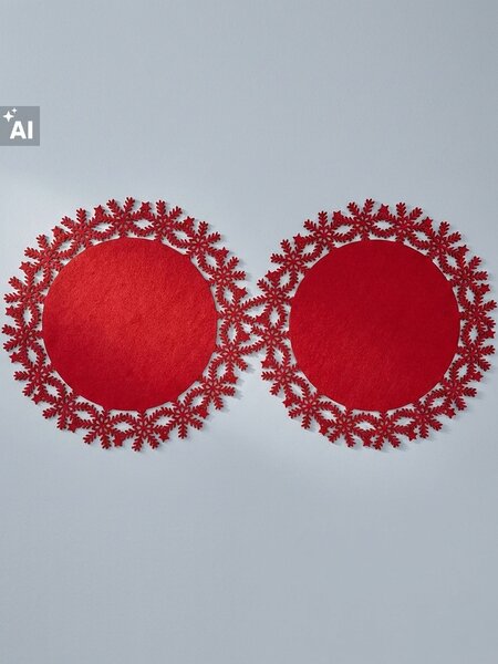 Sinsay - Коледни подложки за маса с десен на снежинки 2 pack - червeн