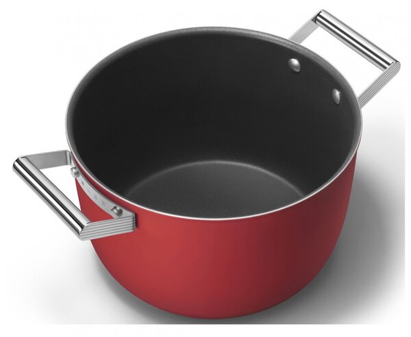 Тенджера SMEG CKFC2611RDM, 7.7 л, Ø26 см, Тефлоново покритие, До 250°C, Индукция, Червен
