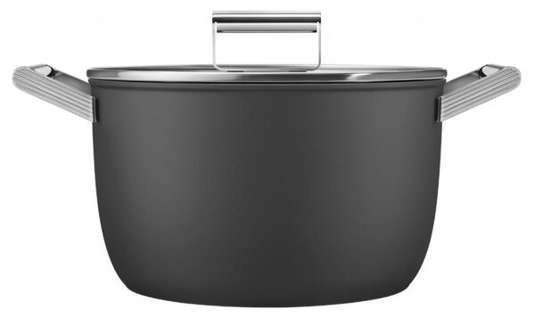 Тенджера SMEG CKFC2611BLM, 7.7 л, Ø26 см, Тефлоново покритие, До 250°C, Индукция, Черен