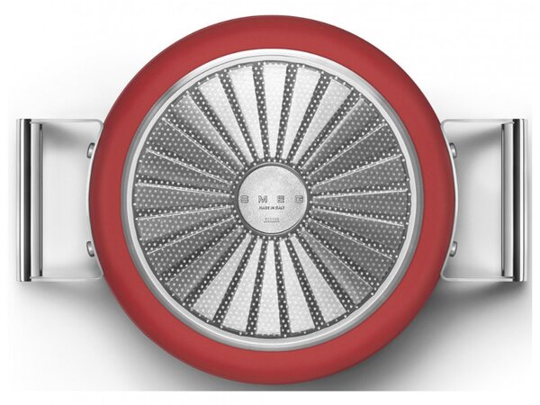 Тенджера SMEG CKFC2411RDM, 4.8 л, Ø24 см, Тефлоново покритие, До 250°C, Индукция, Червен