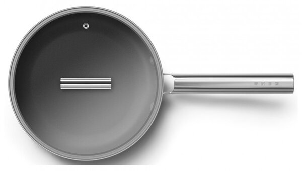 Тиган с капак SMEG CKFF2401BLM, 1.9 л, Ø24 см, Тефлоново покритие, До 250°C, Без PFAS, Индукция, Черен