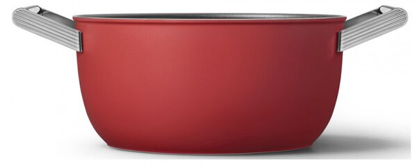Тенджера SMEG CKFC2411RDM, 4.8 л, Ø24 см, Тефлоново покритие, До 250°C, Индукция, Червен