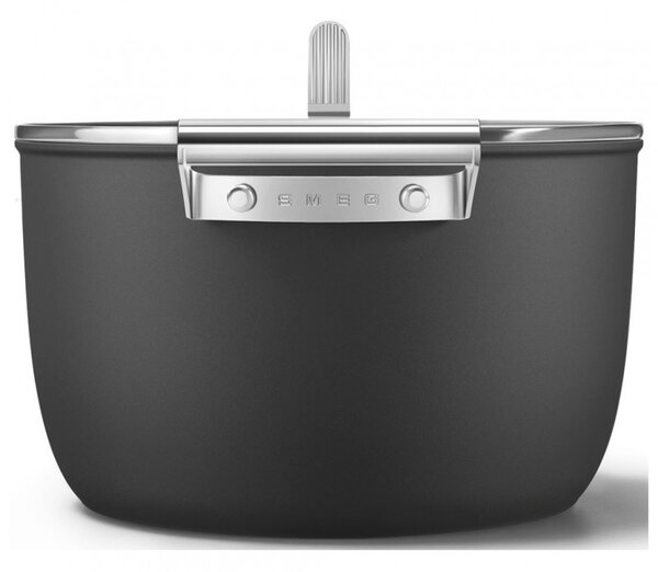 Тенджера SMEG CKFC2611BLM, 7.7 л, Ø26 см, Тефлоново покритие, До 250°C, Индукция, Черен