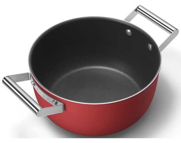 Тенджера SMEG CKFC2411RDM, 4.8 л, Ø24 см, Тефлоново покритие, До 250°C, Индукция, Червен