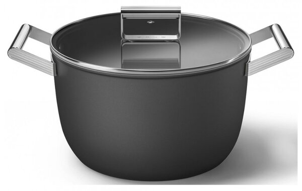 Тенджера SMEG CKFC2611BLM, 7.7 л, Ø26 см, Тефлоново покритие, До 250°C, Индукция, Черен