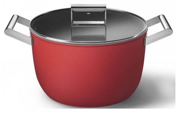 Тенджера SMEG CKFC2611RDM, 7.7 л, Ø26 см, Тефлоново покритие, До 250°C, Индукция, Червен