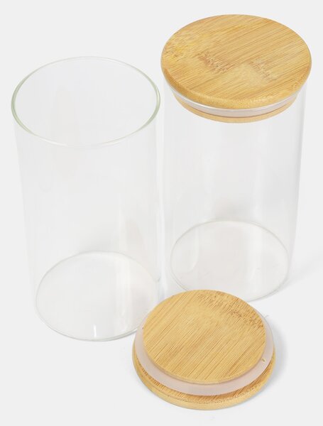 Sinsay - Стъклени съдове за храна с бамбукови капаци 2 pack - clear
