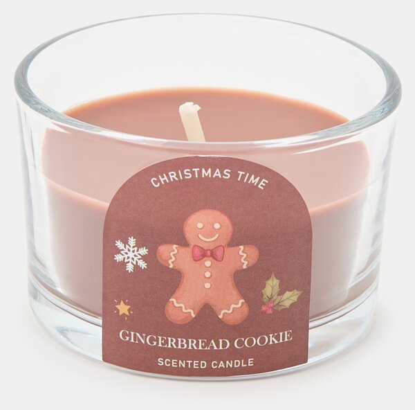 Sinsay - Коледна ароматна свещ с принт на джинджифилово човече Gingerbread - бежово