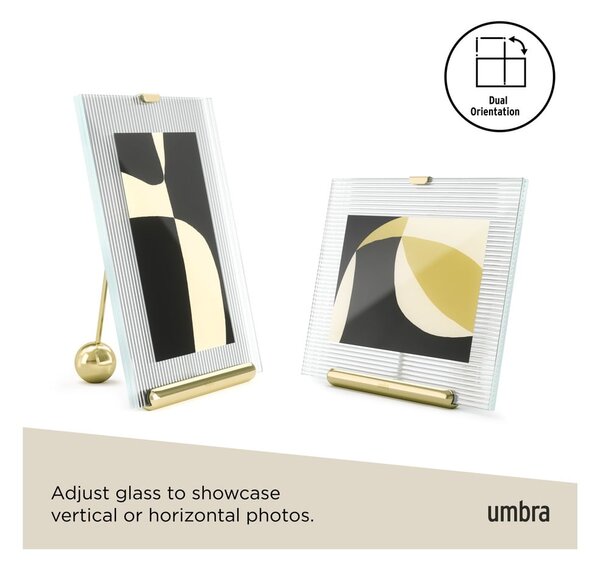 Стъклена стояща рамка в златист цвят 19x23 cm Flute – Umbra