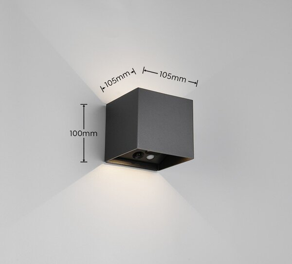 LED стенно външно осветително тяло с USB със сензор за движение (височина 10 cm) Genie – Reality